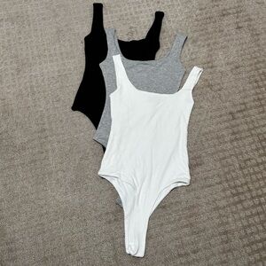 Naked Wardrobe Bodysuit Set - Black, Gray, and White